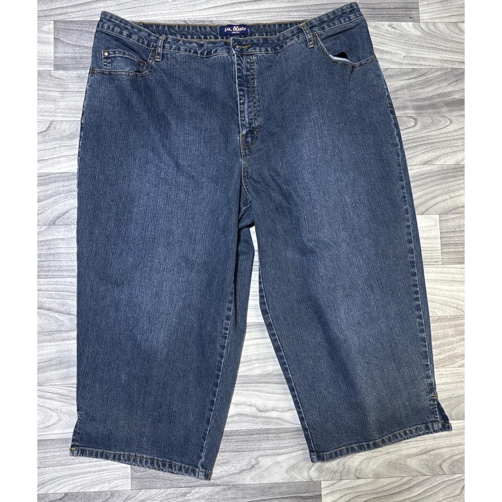 LA Blues Womens Plus 24W Stretch Denim Capri Jeans Dark Wash Cropped RN 72882